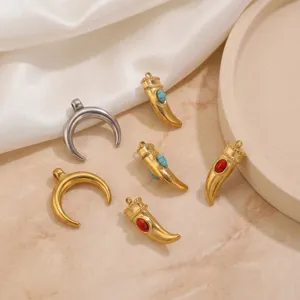 Edelstahl Mond und Horn Anhänger Charms für DIY Schmuckherstellung Halsketten Armbänder gold silber.