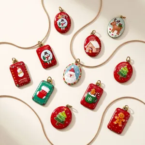 Ensemble de pendentifs en résine émaillée de Noël accessoires de bijoux DIY styles mignons