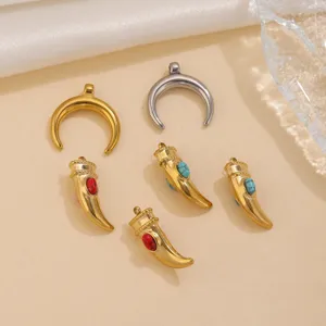 Edelstahl Halbmond und Horn Anhänger Charm Detailansicht für DIY handgemachte Schmuckherstellung.