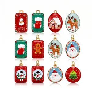 Pendentifs de noël en résine UV en acier inoxydable adorables accessoires de bijoux