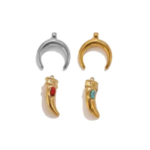 Edelstahl Mondsichel Horn Anhänger DIY Schmuck Herstellung Halskette Accessoires