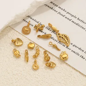 Mini Breloques en Acier Inoxydable 304 Forme Fruit Cœur pour Collier Bracelet DIY Accessoires de Création de Bijoux Pendentifs Multi-Formes