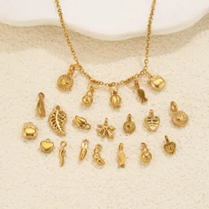 Collier de breloques miniatures en acier inoxydable kit d'accessoires DIY fruits et coeurs.