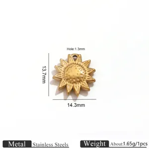 Vintage stainless steel sunflower pendant charm for DIY handmade jewelry making crafts 1pc