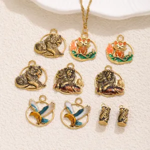 Colgantes Animales Gota Aceite Acero Inoxidable Vintage Relieve Collar DIY