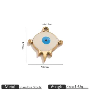 Stainless steel evil eye pendant gold tone enamel charm DIY jewelry making accessory