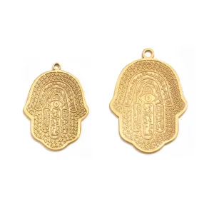 Edelstahl Gold Hamsa Hand Anhänger Auge Halskette Mode Schmuck DIY Paar Accessoire