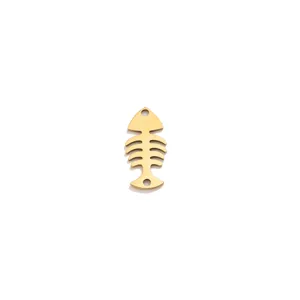 Pendentif Arête de Poisson en Acier Inoxydable Doré DIY Accessoire Bijou Principal