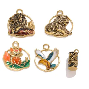 Colgantes animales esmalte acero inoxidable vintage relieve accesorios joyería DIY por mayor