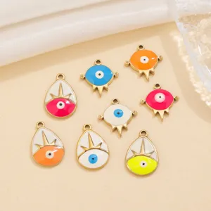 Stainless steel colorful dopamine evil eye charms for handmade DIY jewelry necklace making.