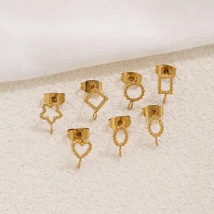 Stainless steel geometric earring backs with hanging loops for DIY handmade jewelry making.
