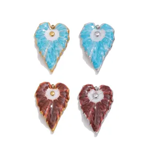 Edelstahl Vintage Öltropfen Herz Anhänger DIY Mode Halskette Schmuck Zubehör für Damen
