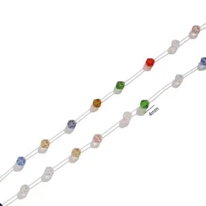 Chaine de perles d'espacement facettees en cristal colore, ideal pour bijoux DIY 4mm.