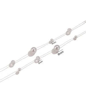 Détail de chaîne de perles en acier inoxydable avec tailles de perles et cristaux pour bijoux.