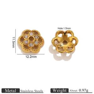 Edelstahl Blumen Perlenkappen Abstandsperlen für DIY Schmuckherstellung 12.2mm mit 1.5mm Loch.