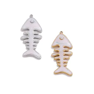 Edelstahl Fischgräten Anhänger DIY handgefertigte Halskette Schmuckzubehör in Gold und Silber