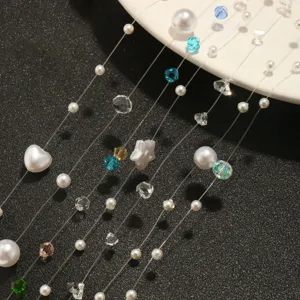 Chaîne de perles colorée en acier inoxydable accessoires de bijoux DIY avec des cristaux.