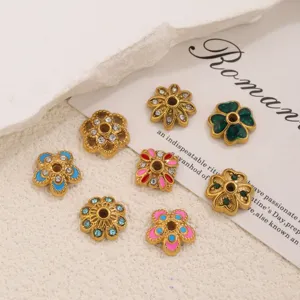 Edelstahl Öltropfen Blumen Perlenkappen DIY handgemachte Armband Schmuckzubehör Großhandel