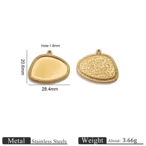 Stainless steel oval pendant charm DIY jewelry making accessory detail view showing size and weight.