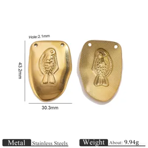 Stainless steel gold fish pendant charm diy jewelry making accessory 43x30mm 1pcs