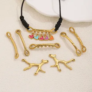 Stainless steel 18k gold plated branch pendant and jewelry DIY accessories detail view.