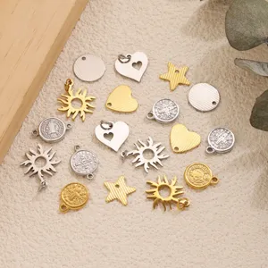 Stainless steel DIY jewelry charms heart star sun saint medal pendants bracelet necklace