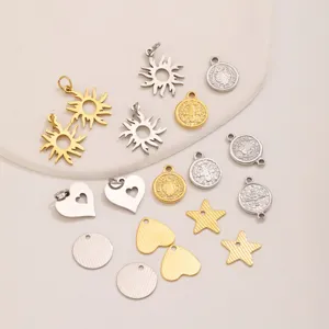 Stainless steel DIY jewelry charms hearts suns stars religious medals pendants for bracelets and necklaces