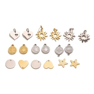 Stainless steel DIY jewelry charms heart star sun pendants for bracelet necklace crafting