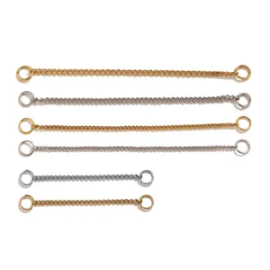 Stainless steel extension chain details for DIY jewelry, adjustable necklace and bracelet lengths.