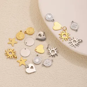Stainless steel DIY jewelry charms set heart star sun pendant for handmade bracelet