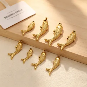 Stainless steel 18K gold plated koi fish pendant DIY jewelry making accessories charm for necklace