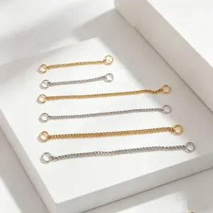 Stainless steel necklace extender chains set, silver and gold jewelry extension tails.