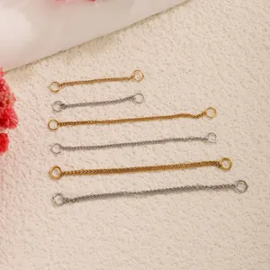Stainless Steel Necklace Extension Chain DIY Bracelet Anklet Adjustable Extender Tail Chain Jewelry Making Findings Electroplated Minimalist Accessory