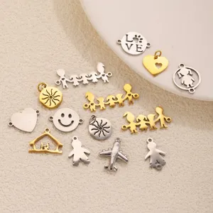 Pendentifs breloques bijoux DIY en acier inoxydable cœur soleil avion bracelet collier