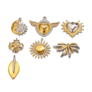 Pendentifs vintage bicolores en acier inoxydable accessoires bijoux DIY pour bracelet collier.