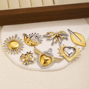Ensemble de pendentifs vintage bicolores en acier inoxydable pour bijoux DIY bracelet