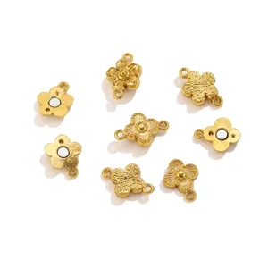 Stainless steel flower magnetic clasp 18K gold plated DIY bracelet jewelry making finding