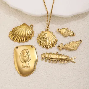 Stainless steel 18k gold plated ocean style marine charms pendant DIY handmade jewelry accessories