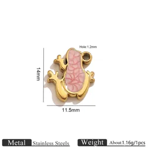 Stainless steel 18K gold plated enamel frog pendant DIY jewelry accessory charm detail view