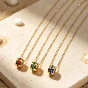 Geometrisch Koperen Ketting Halsketting Met Cilinder Strass Hanger Europese Stijl Licht Luxe Halskettingen Voor Dames Heren Dagelijks Sieraden Cadeau