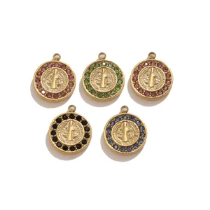 Colgante redondo vintage de acero inoxidable cristal strass DIY collar accesorios joyería