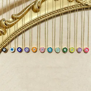 Kupfer Emaille Böser Blick Anhänger Halskette Bunte Glücksbringer Mode Schmuck Für Damen Herren Goldkette Halsketten Täglich Accessoires
