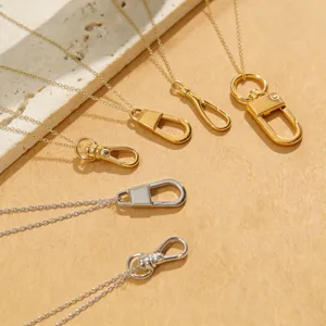Minimalist Copper Keyring Pendant Necklace Classic Geometric Interlocking Keychain Link Chain Choker Fine Fashion Commute Electroplated Necklaces Gift For Women Jewelry