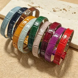 Colorful crocodile pattern leather bracelets fashion DIY multi-color strap accessories for lady