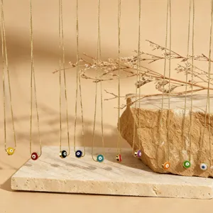 Vintage Minimalistisch Emaille Boze Oog Hanger Halsketting Voor Dames Verguld Koper Amulet Bescherming Niche Sieraden Cadeau