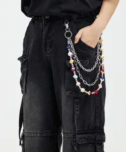 Three-layer colorful cube pants chain hip-hop style fashion metal waist chain accessory