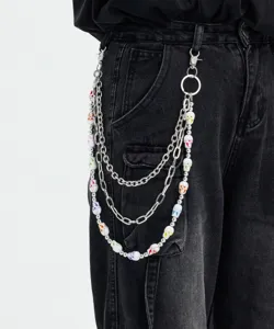 Multi-layer skull pant chain hip hop waist chain for women punk style jeans accessory detail