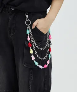 Trendy multi-layer money bag pants chain metal waist chain hip-hop jeans accessory