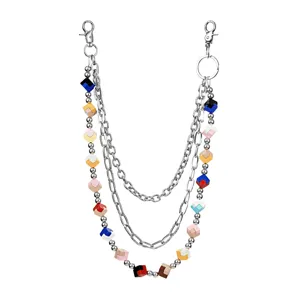 Multi-layer colorful cube chain pants chain cute fashion style bag hanging accessory details