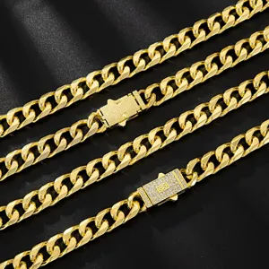 Gold Cuban link chain necklace hip hop style jewelry for men and women trendy accessories.